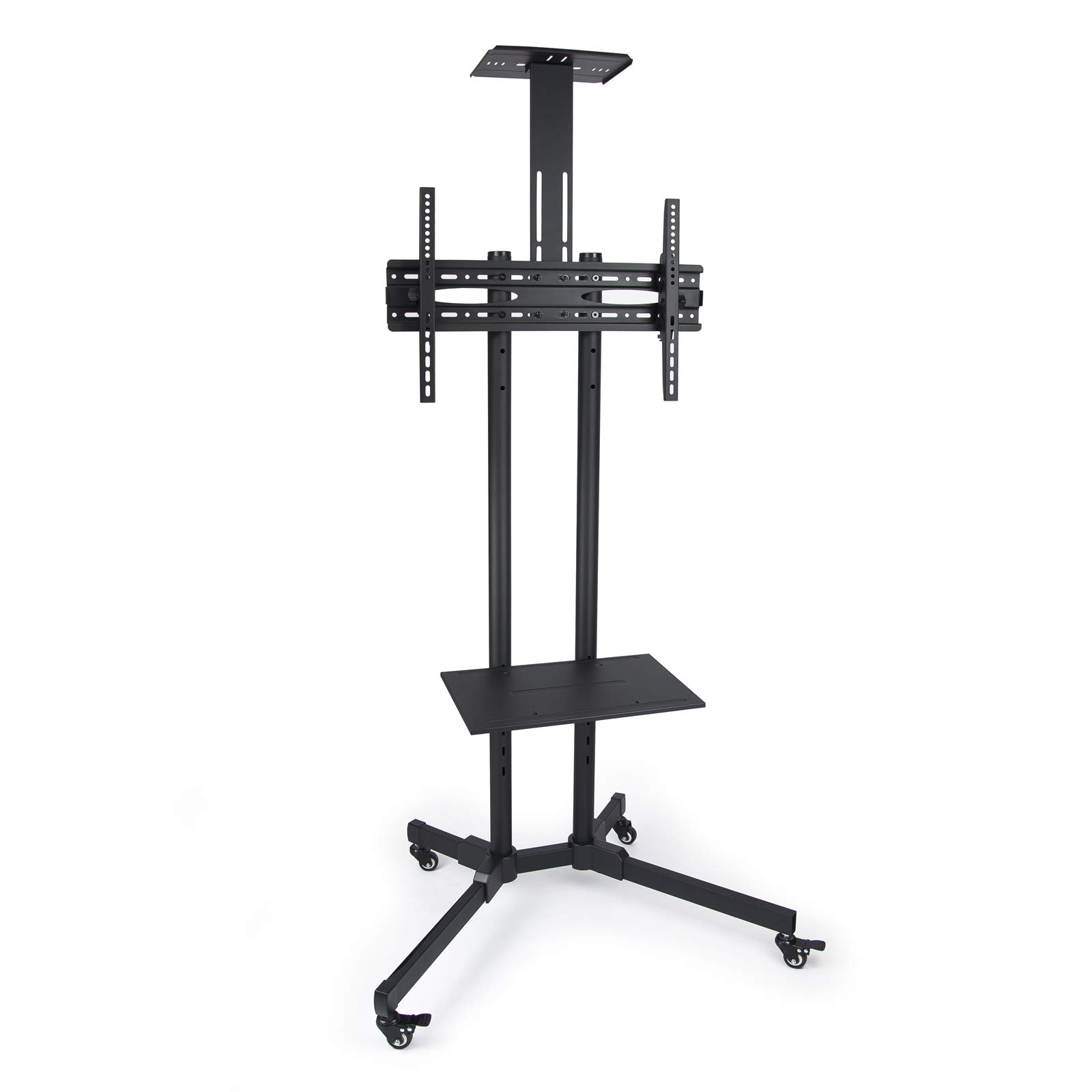 TOOQ FS1470M-B - Soporte de Suelo para TV/LED de 37" a 70" (móvil, Dos Bases para Audio Video, Regulable en Altura) Color Negro