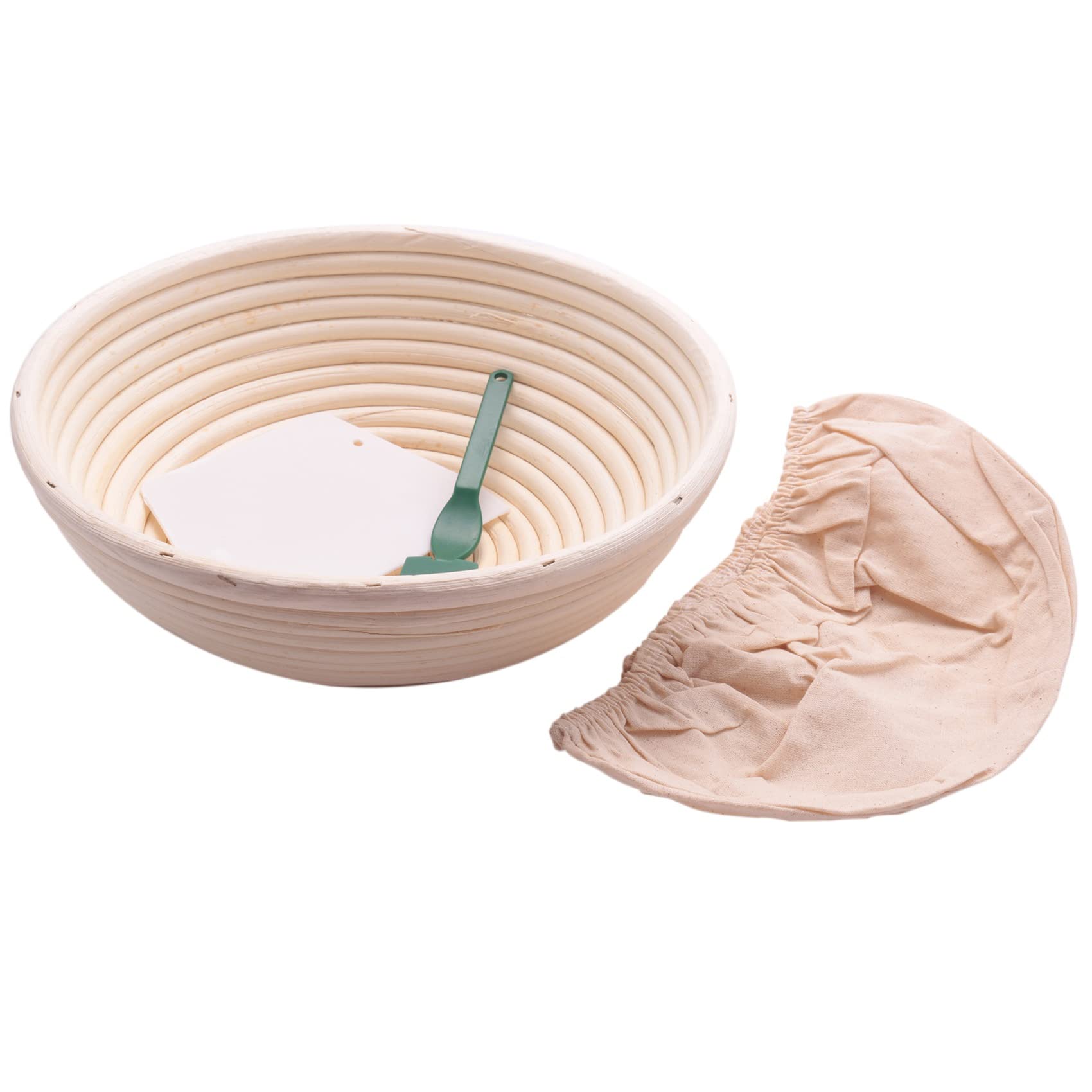 CTRLZS 10 Inch Bread Proofing Basket - Banneton Proofing Basket + Cloth Liner + Dough Scraper + Bread Lame - Sourdough Basket Set For Professional And Home Bakers Artisan Bread Making