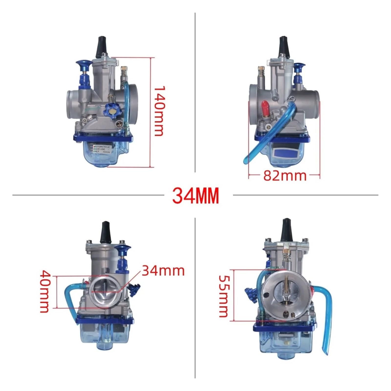 gaźnik silnika Pasuje do KOSO OKO PWK 24 26 28 30 32 34mm niebieska miska 2T 4T skuter ATV motor terenowy gaźnik z turbo(34MM)