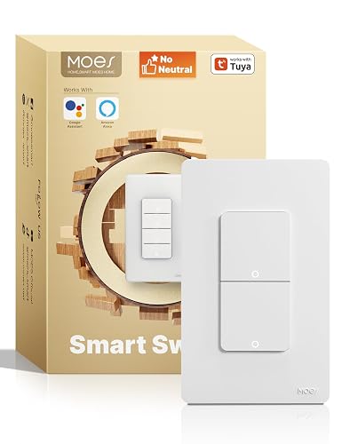 MOES WiFi Smart Double Light Switch No Neutral