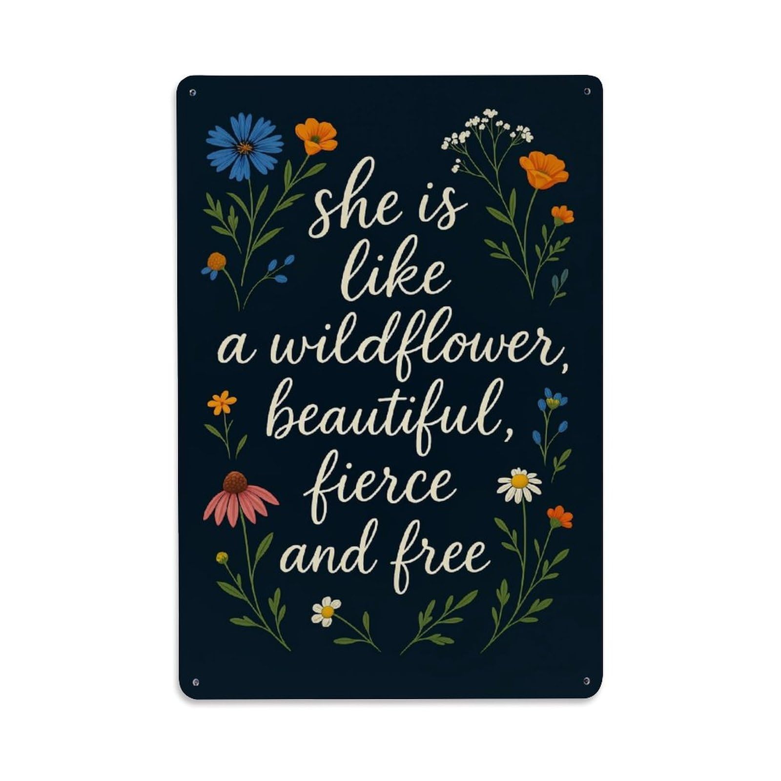 Jdfenggu Vintage She Is Like A Wildflower Retro Metal Tin Sign, Decor Art Poster For Bar, Home, Man Cave, Kitchen, Laundry Room Gift 8X12inch