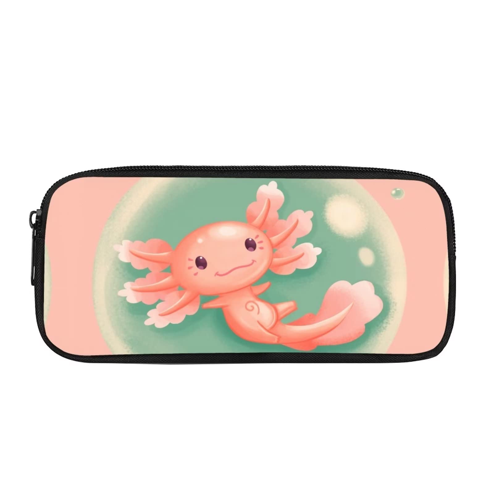 POLERO Cute Axolotl Pencil Case Girls Aesthetic Stationery School Supplies Pen Bag Pouch Holder Makeup Cosmetic Bag