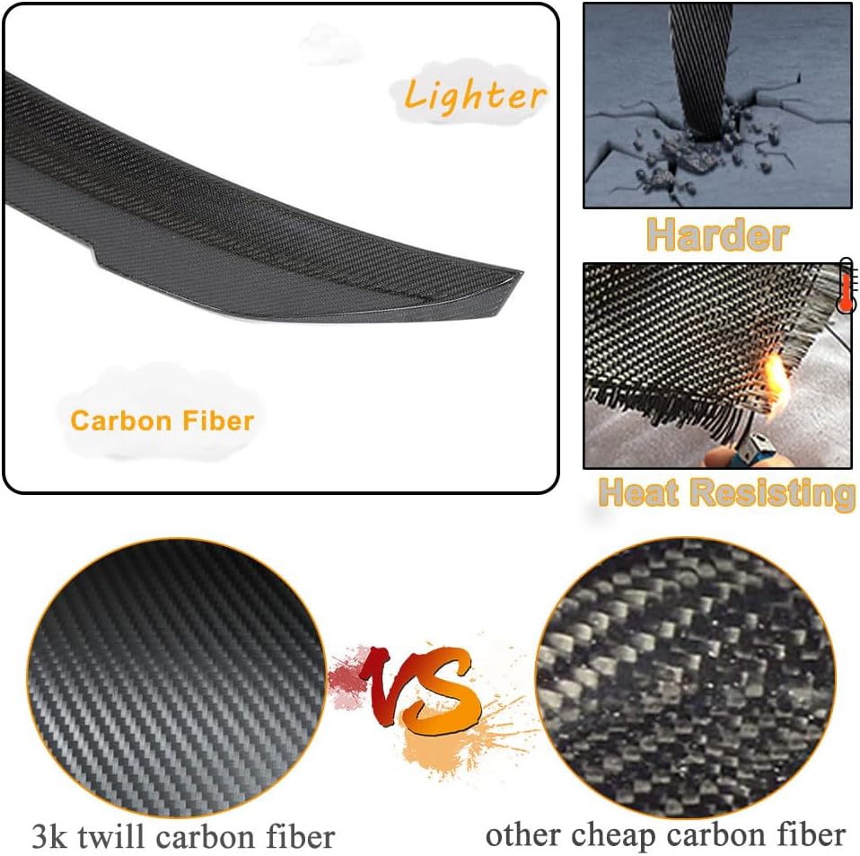 Stinger Carbon Fiber Trunk Spoiler for Kia Stinger 2018-2023 Auto Car Rear Boot Lid Highkick Spoiler Wing Lip (Rear Spoiler)
