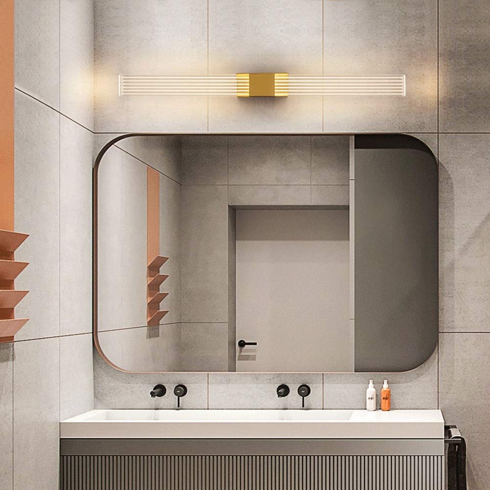 Luz espejo baño, luces espejo LED, lámpara espejo maquillaje, iluminación marco imagen, luz gabinete con espejo, lámparas pared espejo fácil instalación - Latón