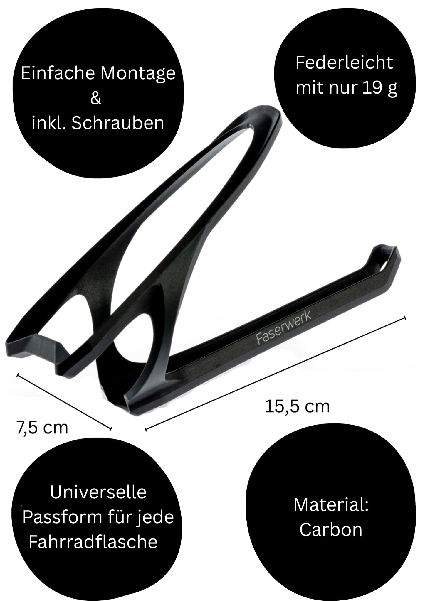 Flaschenhalter Fahrrad 19g Getränke Halter für Ebike, Mountainbike, Gravelbike. Fahrradflaschenhalter Carbon für Fahrradflasche 750ml & 500ml. Rennrad Zubehör Bike Accessories