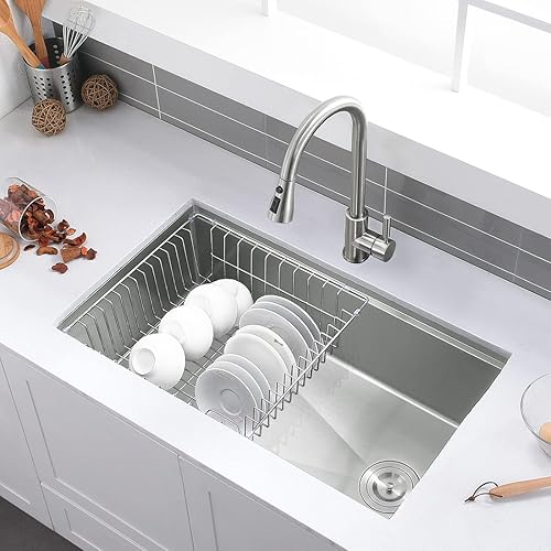 Miniatura 8 de Gabhar - Fregadero de cocina con estación de trabajo de acero inoxidable de 32 pulgadas con drenaje desplazado, fregadero de cocina de acero