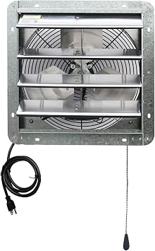 iLIVING 14" Wall Mounted Shutter Exhaust Thermostat Control-3 Speeds Vent Fan For Home Attic, Shed, or Garage Ventilation, 850 CFM, 1300 SQF Coverage Area, Variable, Silver