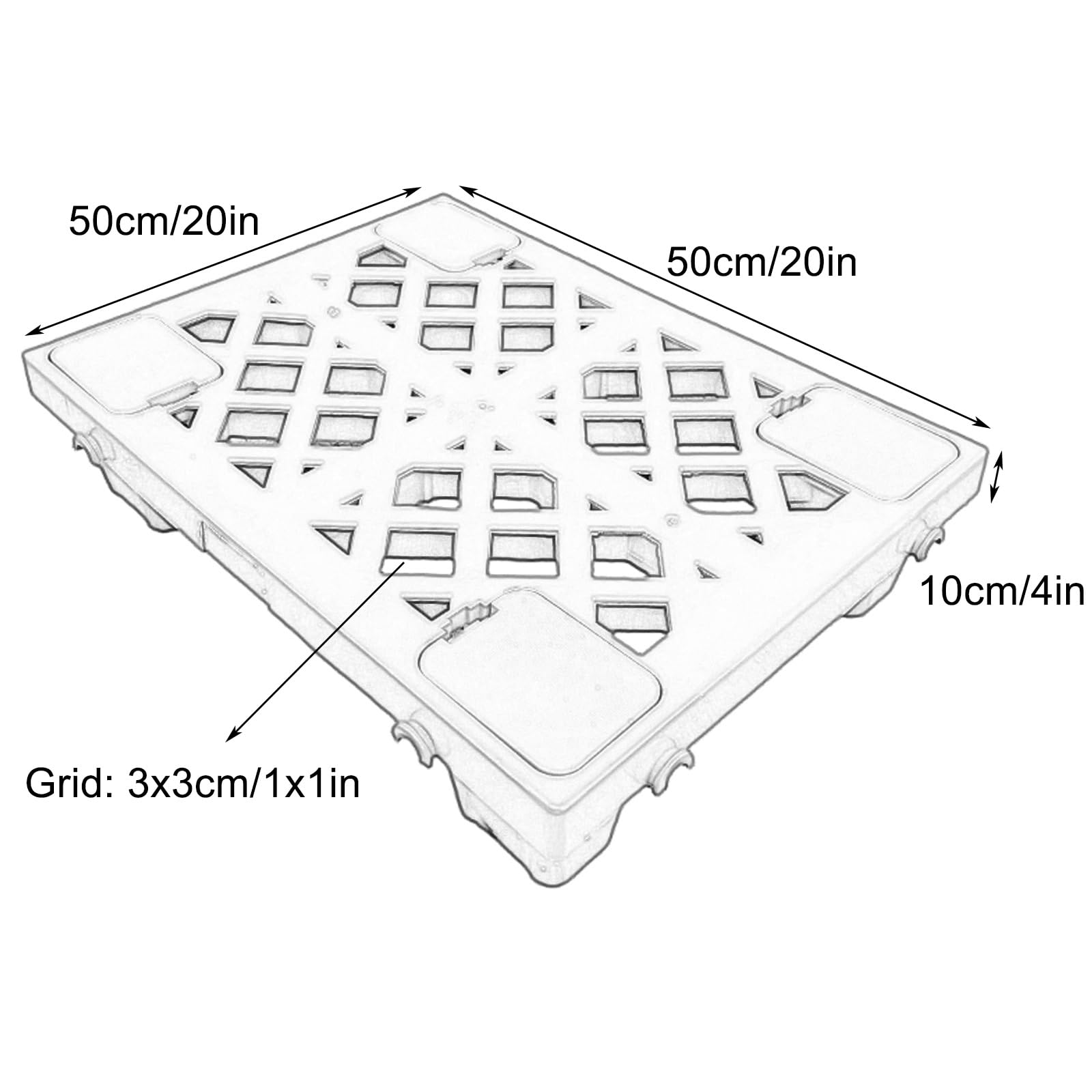 Pallet in Plastica, Pallet da Pavimento Leggero e Impermeabile, Bancale Pellet per Pavimenti Leggeri, Adatti per Garage(Blue,50x50x10cm/20x20x4in)