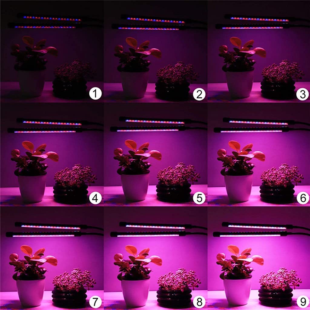 Luz de Planta LED de Espectro Completo, Grow Light para Plantas de Interior, Temporizador 3/9 / 12H, 9 Nivel Regulable, Cuello de Cisne Ajustable, 3 Modos de Cambio