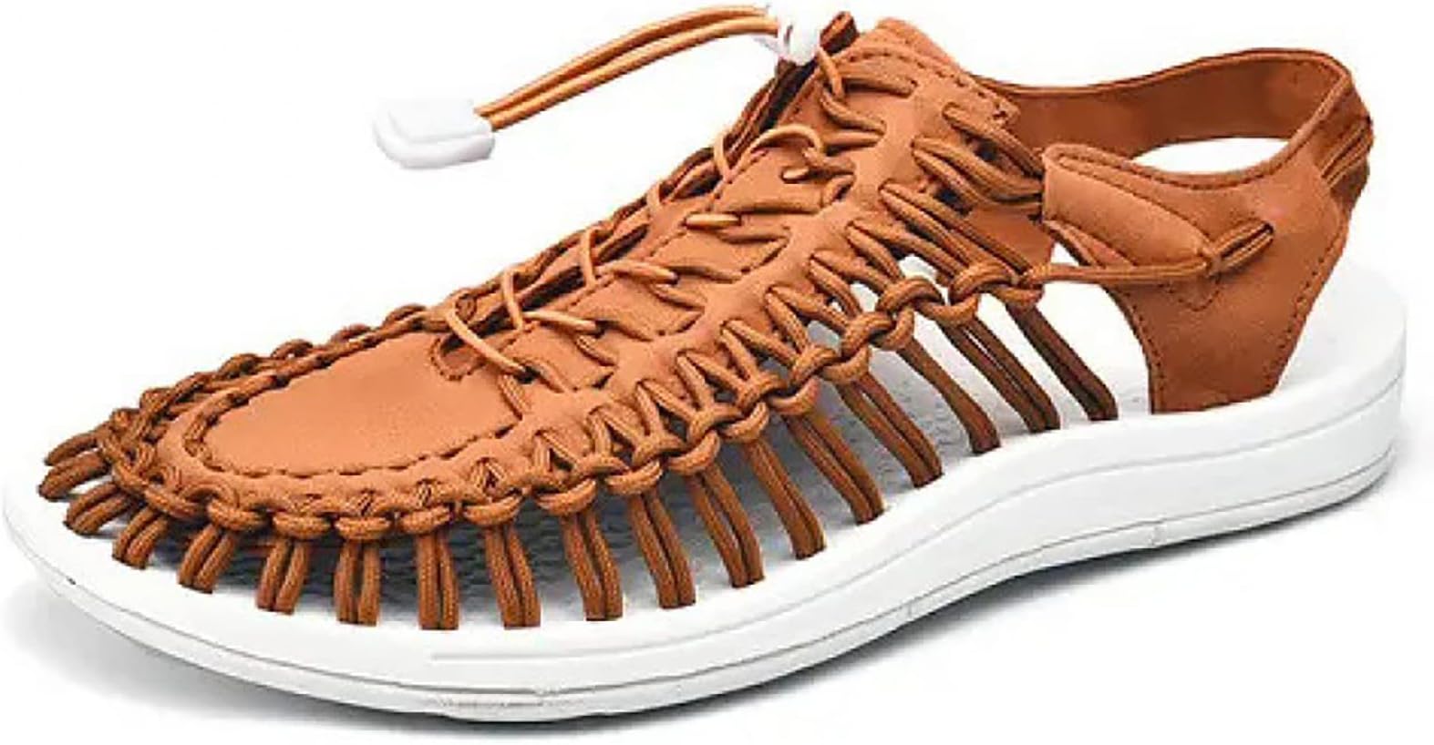 DDTNWMen's Sports Beach Trekking Walking Hiking Touch Close Strap Sandals,white Brown,12