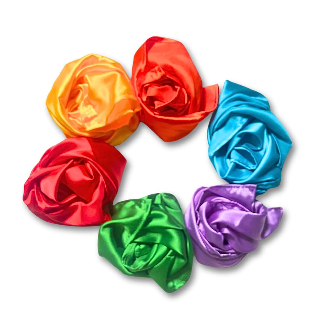 Lattooland Sensory Play Silk – 6 Pcs | Multicolor Dance & Music Scarves for Kids | Juggling Scarves for Girls, Boys | 20