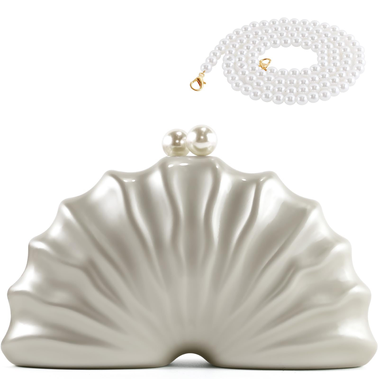 Shell Clutch Purse for Women Formal, Evening Bag, Pearl Clutch