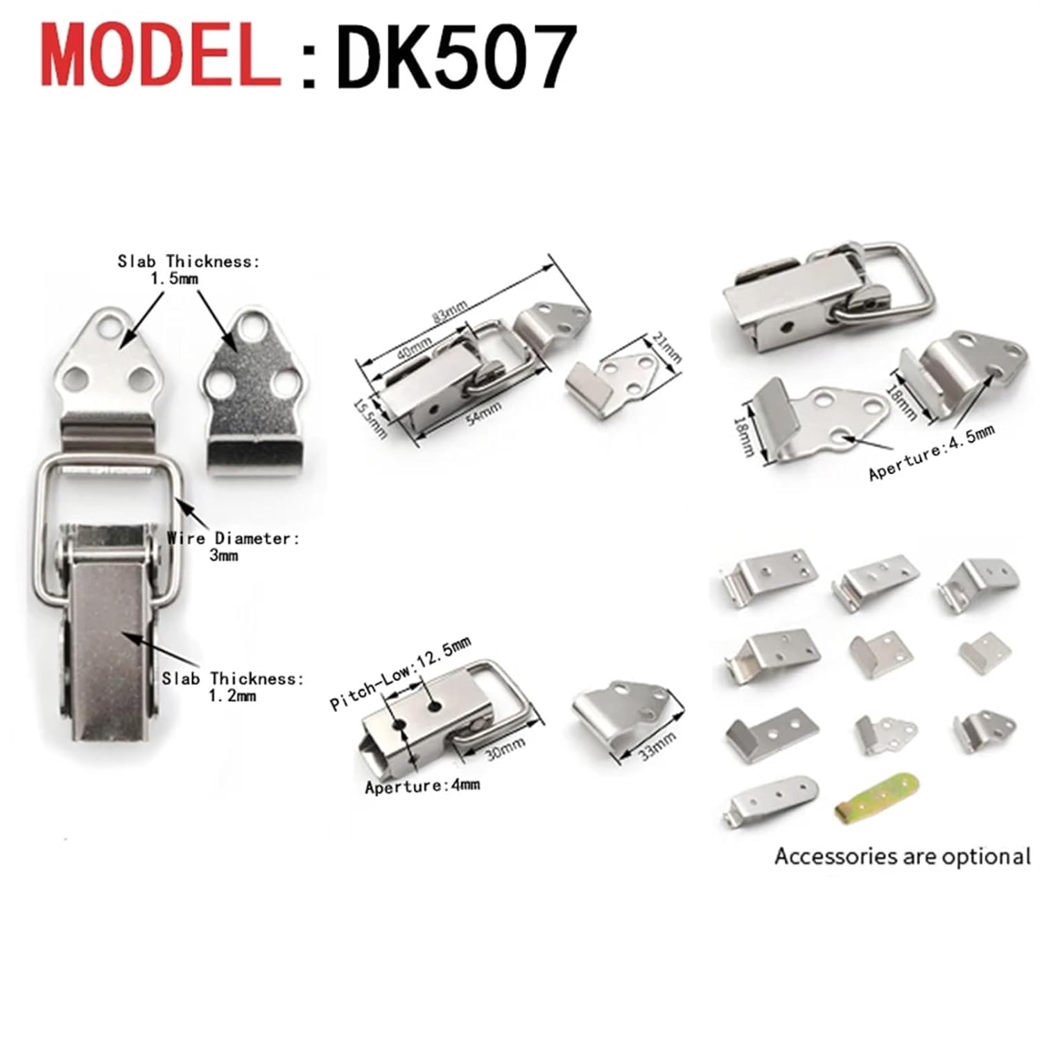 Buckle Two Kinds of Materials Spring Loaded Suitcase Chest Locking Hasp Lock Hardware Box Lock Toggle Latch 1Pcs(5pcs-507-304 SUS)