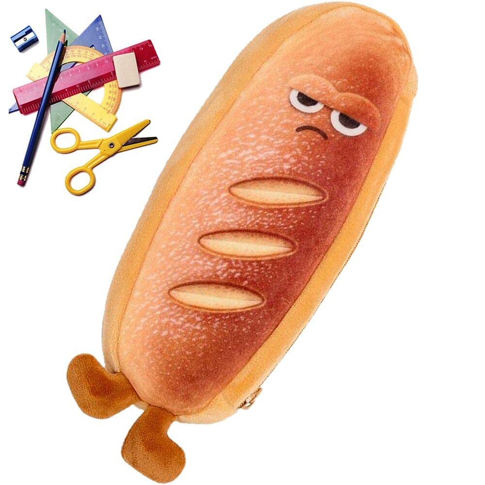 Wudaizhi Boys Style1 Funny Bread-Shaped Pencil Case | Plush Zippered Pen Pouch | Ideal For School & Office | & Girls