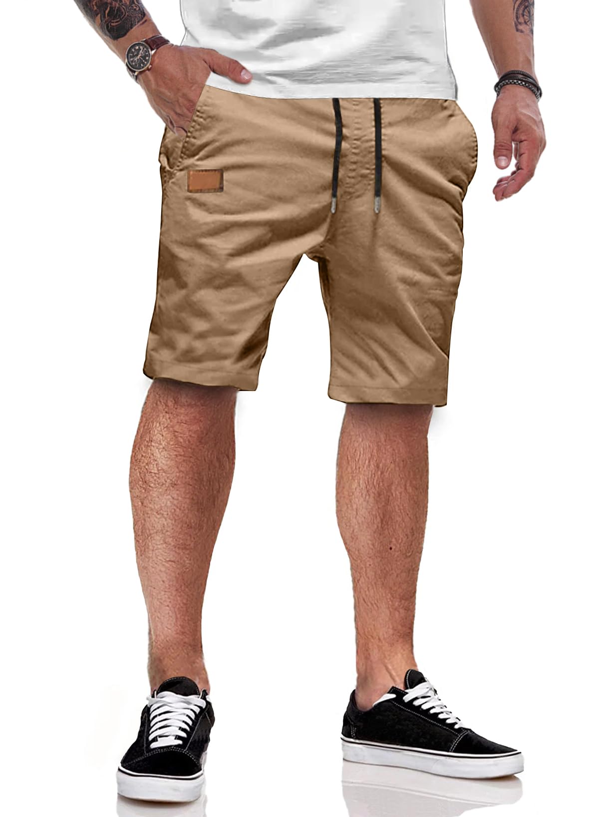 JMIERR Kurze Hosen Herren Sommer Shorts Herren Chino Baumwolle Elastische Taille mit Taschen S-3XL