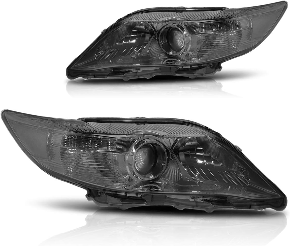 PM PERFORMOTOR Headlights Assembly Compatible with 2010 2011 Toyota Camry, 2Pcs Projector Headlamps with Smoked Lens Clear Corner
