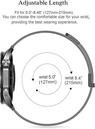 Vista 78 de Correas compatibles con Samsung Galaxy Watch de 1.81 pulgadas / Galaxy 3 de 1.77 pulgadas / Gear S3, correa de repuesto de malla metálica de acero