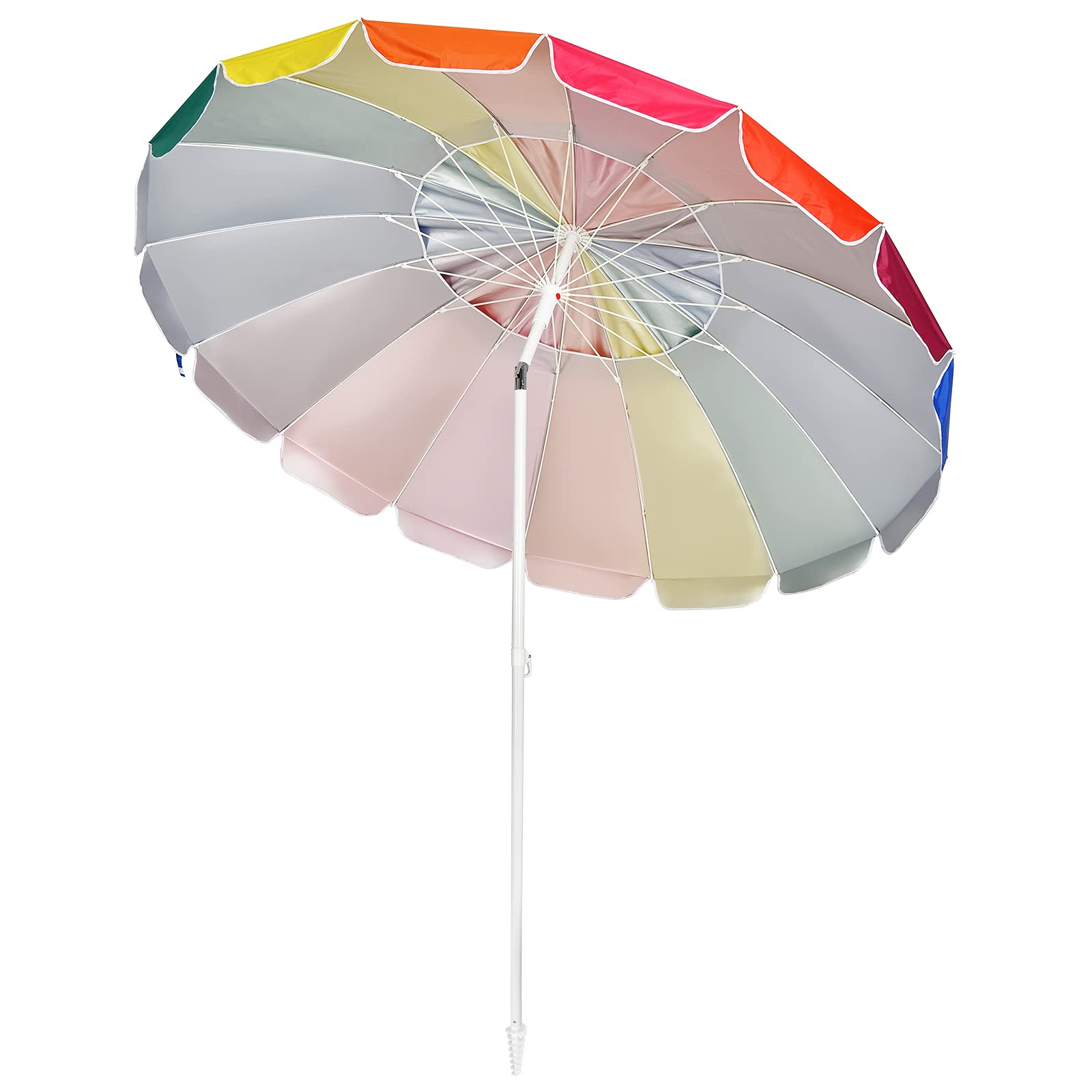 Giantex Sobrilla de Playa, Diámetro de 220 cm, con Bolsa de Transporte y Ancla, Sombrilla Redonda con Protección Solar UV50 +, Sombrilla para Jardín, Terraza, Mercado