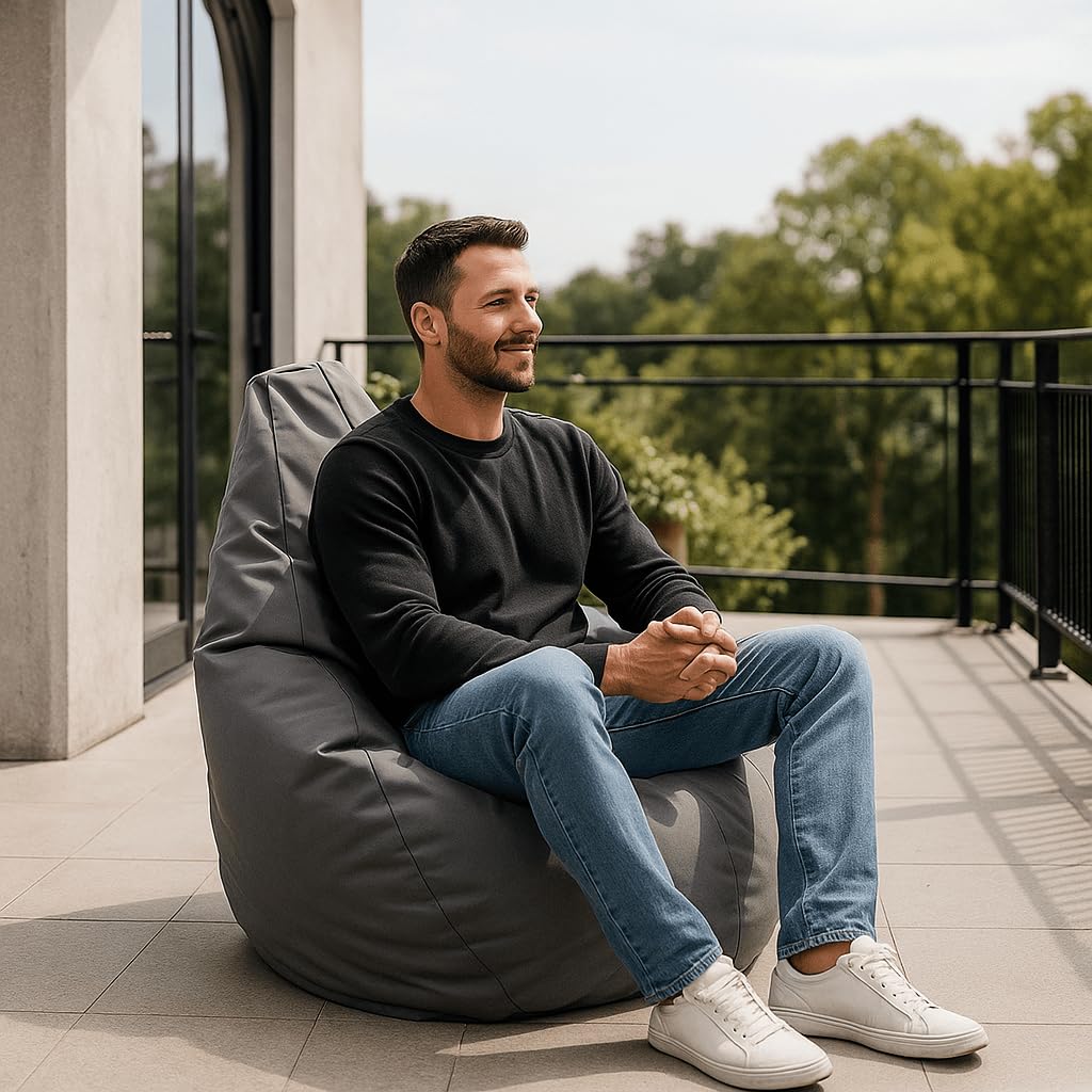Sillón Gamer para Exteriores e Interiores con Relleno de Perlas de EPS, Puff, Silla de Relax, cojín para Asiento, cojín para el Suelo, Bean Bag de 225L (Gray)