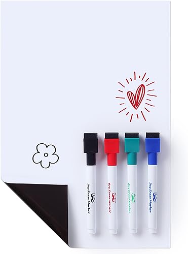 Mr. Pen - Pizarra magnética de borrado en seco, 12 x 8 pulgadas, hoja magnética de borrado en seco con 4 marcadores de borrado en seco, pizarra