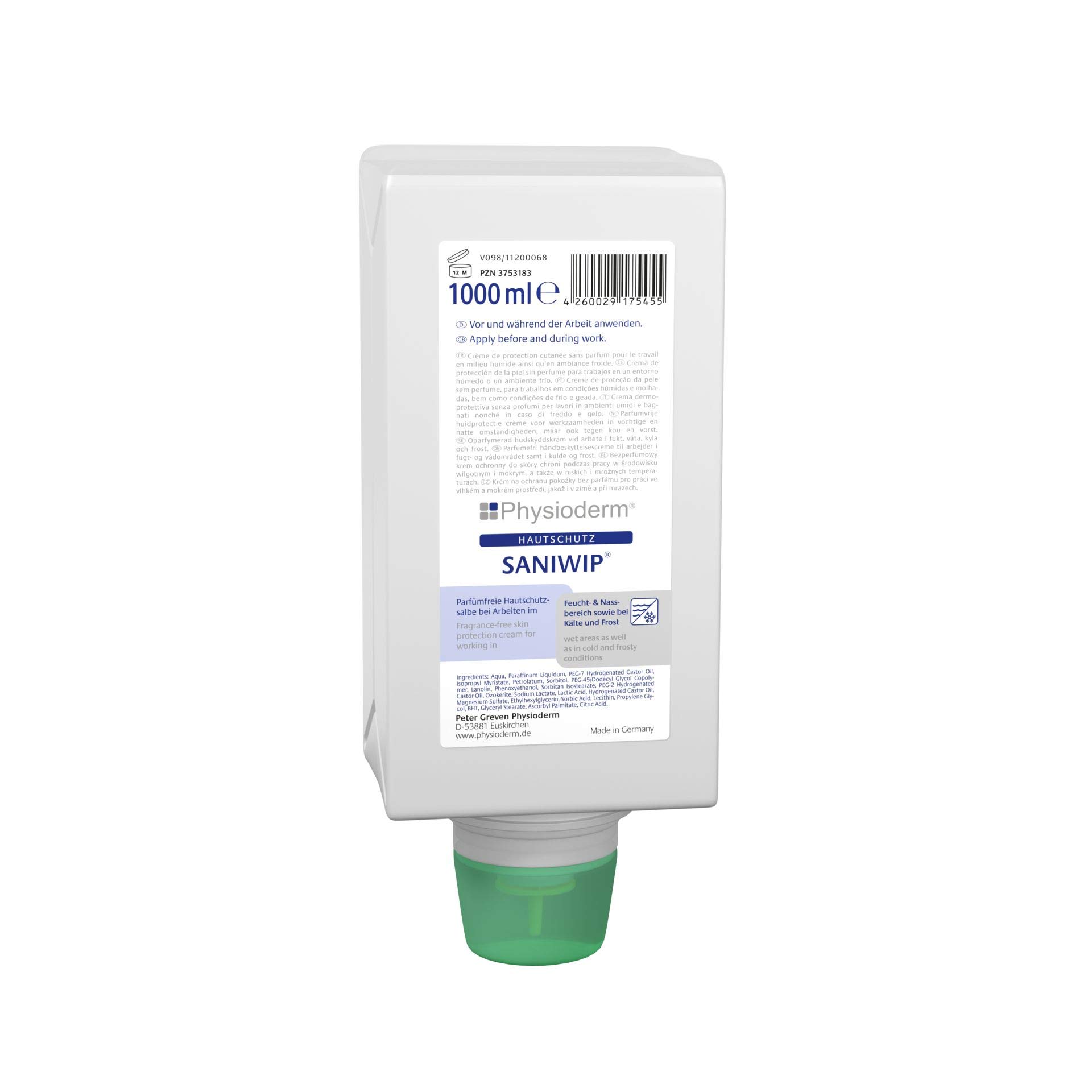 Physioderm Krem ochronny do skóry Saniwip, 1000 ml butelka składana