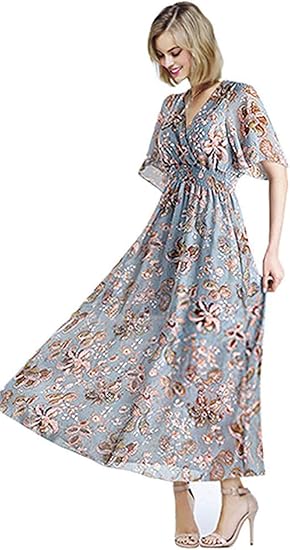 Amazon Co Jp Minesam リゾートワンピース レディース 花柄ワンピース ロング マキシ丈 ワンピース シフォン ボヘミア きれいめ 夏 旅行 服 ファッション小物