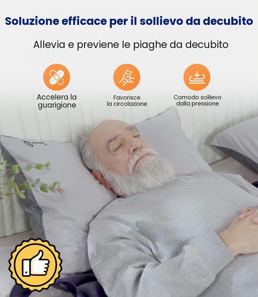 Materasso Antidecubito ad Aria, 195 X 90cm, A Pressione Alternata con Compressore, Portata 135kg, Impermeabile, Facile da Pulire
