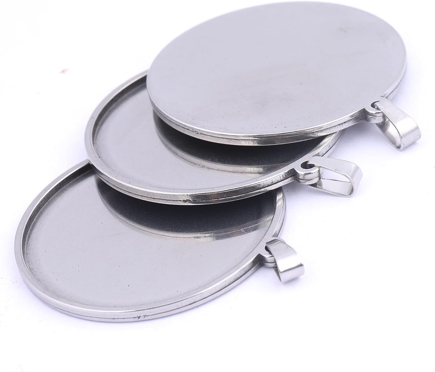 Reidgaller 10pcs Stainless Steel Cabochon Setting Trays 40mm Dia Pendant Base Blanks DIY Necklace Bezels for Jewelry Making - Image 5