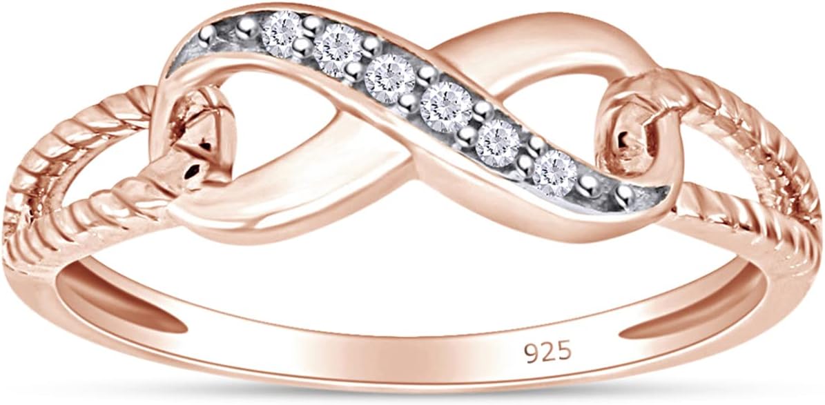 Round Cut White Natural Diamond Infinity Rope Ring Jewelry For Women in 14k Gold Over Sterling Silver (0.03 Cttw, Color- I-J, Clarity- I2-I3)