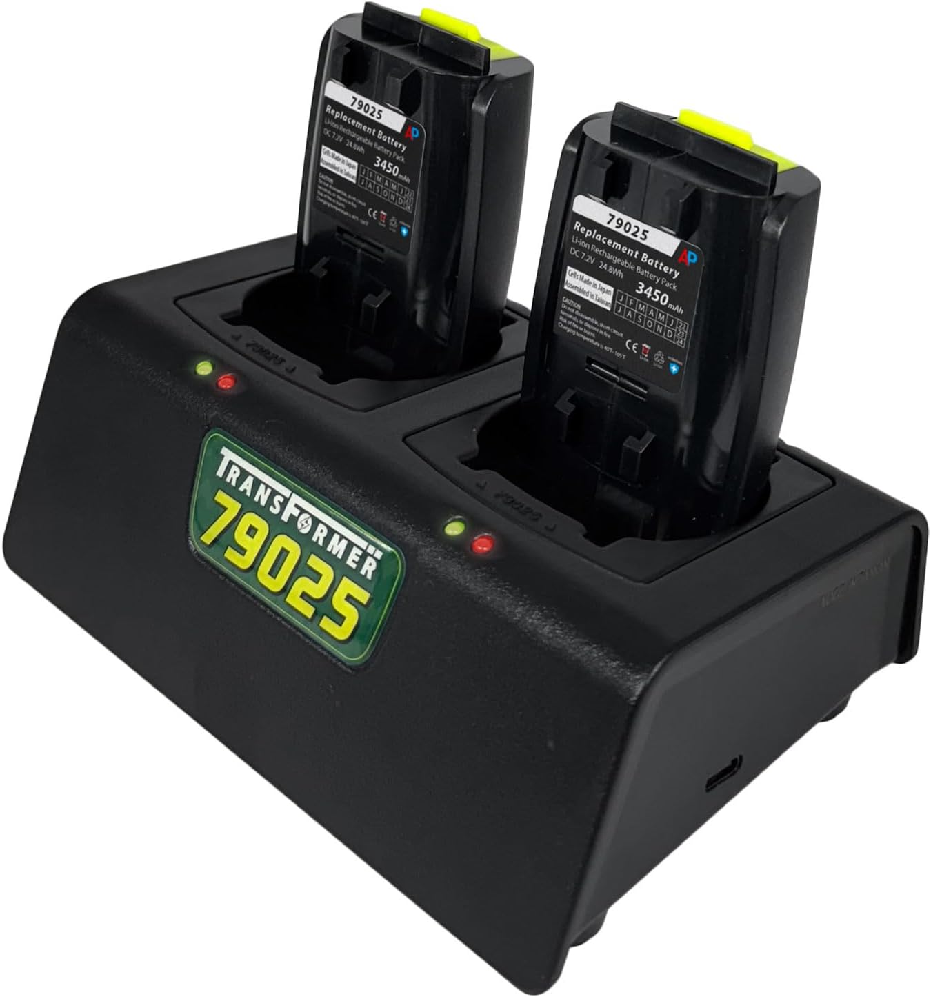 Artisan Power Battery Charger for Two Andis Supra ZR II and Pulse ZR II Clipper Batteries (79025 and DBLC-2) Durable Connectors, LEDs Status and PD Type C Power Supply