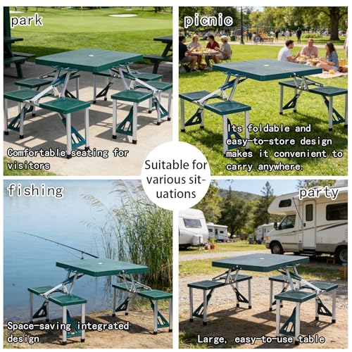 Table de camping pliable avec chaises ensemble portable à haute capacité de charge - 8
