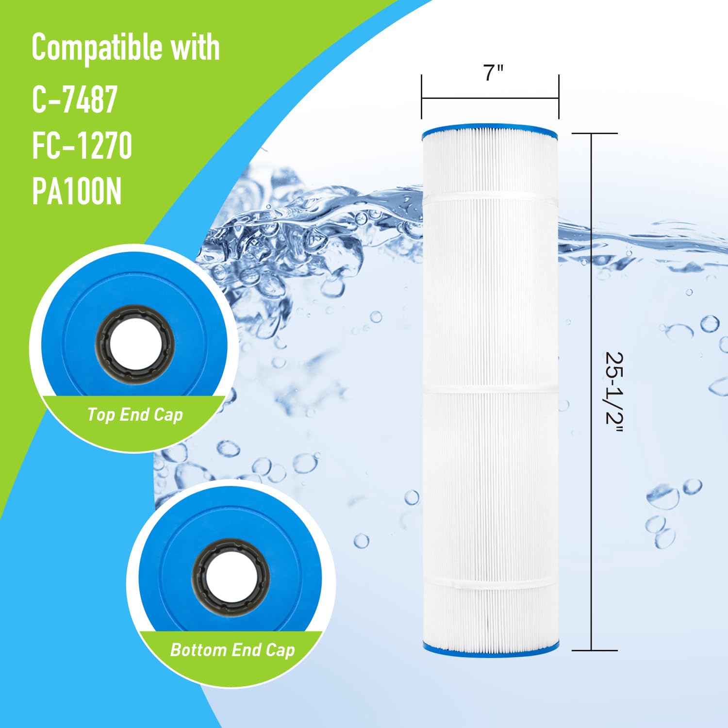 BLUEFLO Pool Filter Cartridge Replaces for Unicel C-7487, Pleatco PA100N, Hayward C4000, C4020, C4000S, Filbur FC-1270, Hayward CX870RE, CX870-XRE, 4 Pack