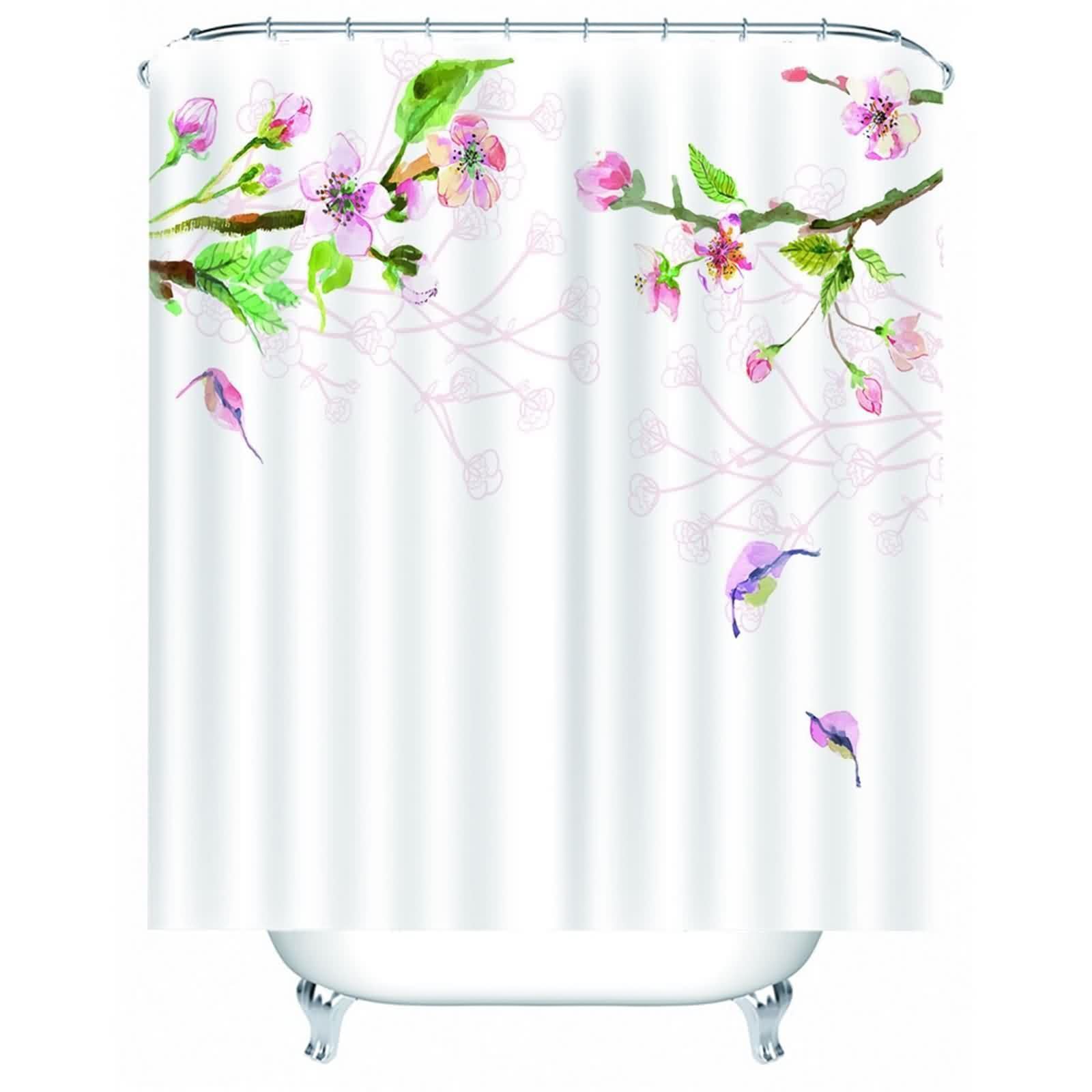 Rideau de douche rose vert imperméable anti éclaboussures lavable