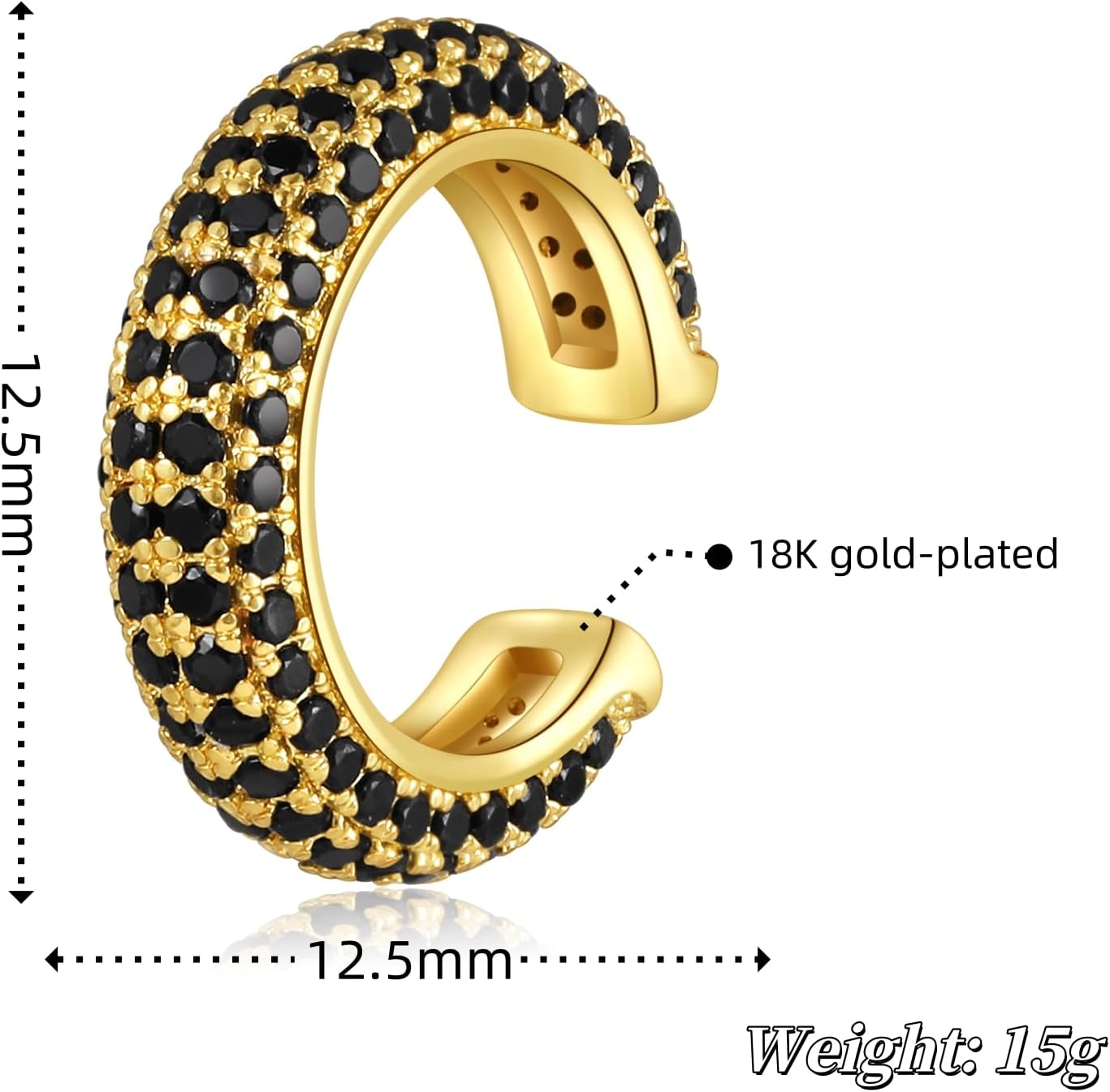 Ear Cuffs for Women - CZ Paved Hoop Conch Cuff Earrings for Men - Sparkle Rhinestones 18K Gold Plated Clip On Wrap Earrings Non Pierced - Image 5