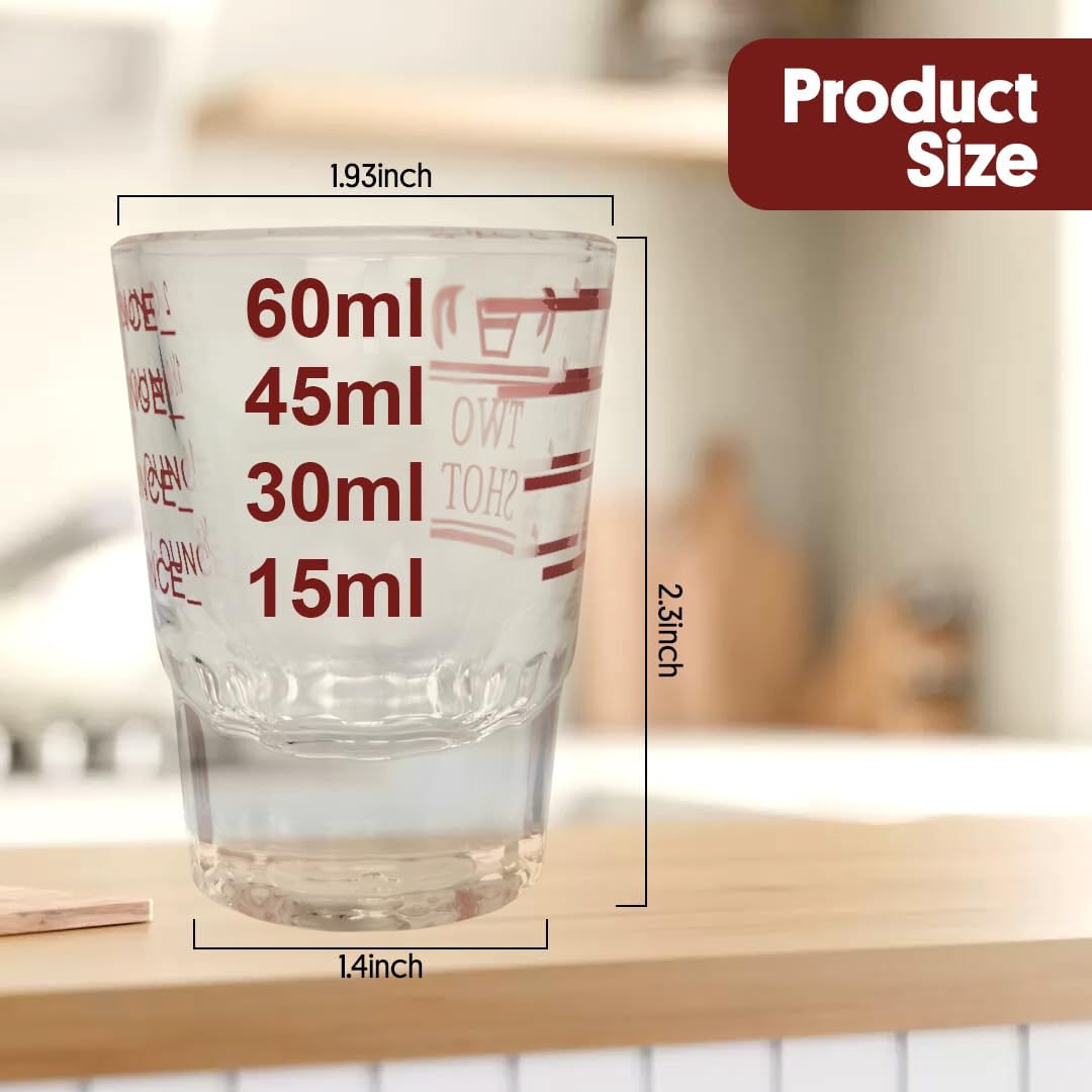 60 ml Glass Measuring Cup with red Markings, Perfect for Shot Measures Spirit Measures, Espresso Shots - Image 3