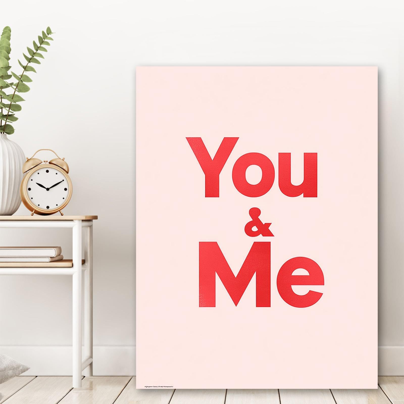 TOANGWALL Moderna Pittura Su Tela Minimalista San Valentino Serie You And Me Modello Stampa Arte Della Parete Poster Romantico Per Arredamento Bagno 30x45cm telaio interno
