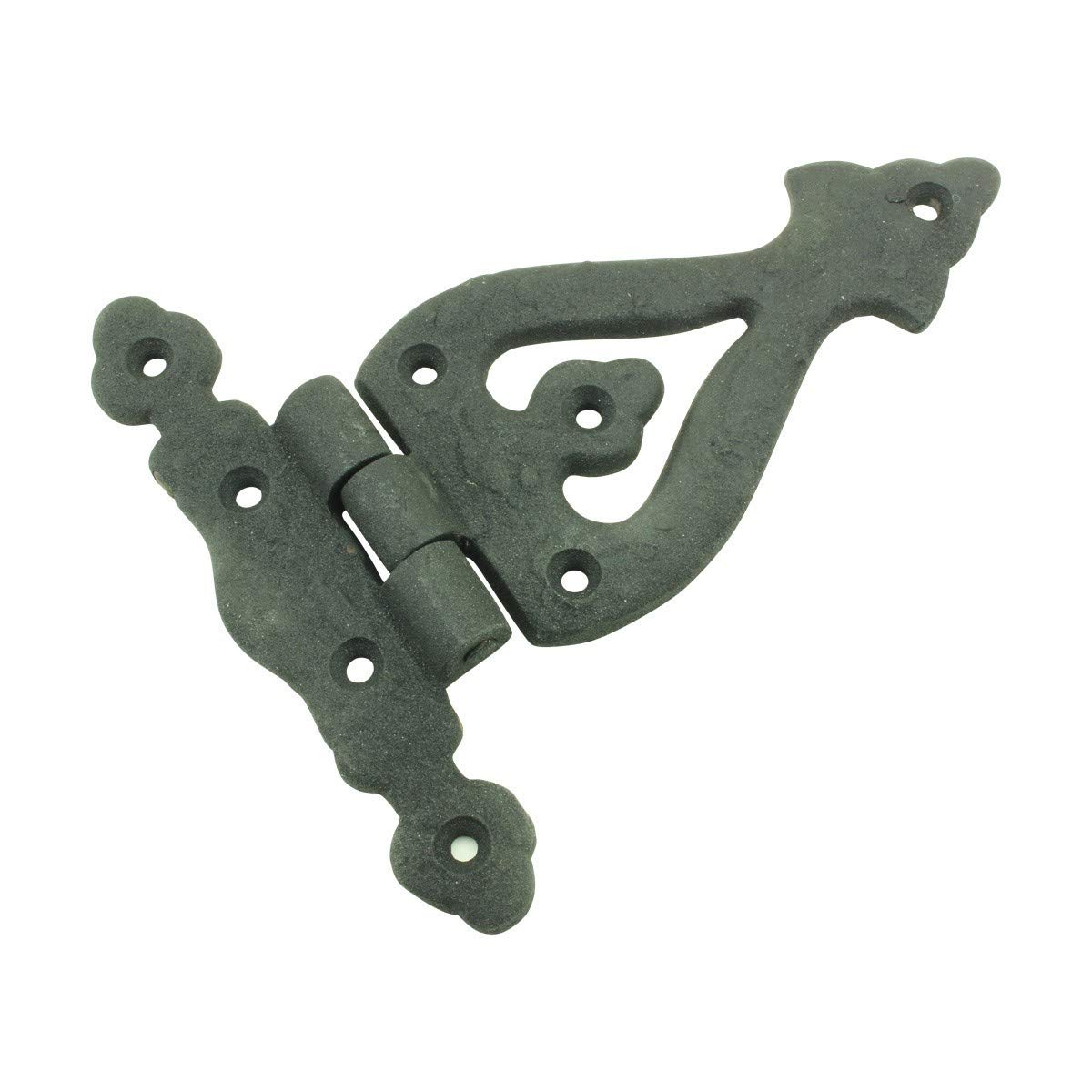 Renovators Supply Manufacturing Bisagra de correa de puerta de armario con herrajes de 5-3/8 pulgadas. Bisagra de montaje empotrado de hierro forjado negro resistente a la corrosión para armarios,