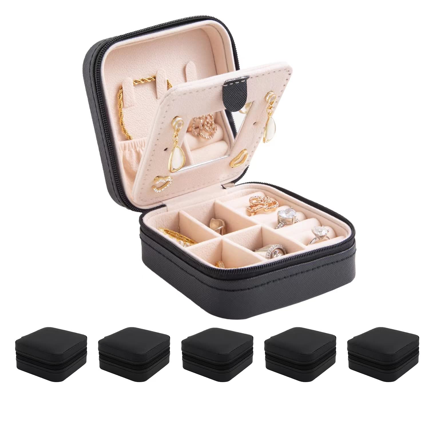 KElofoN Jewelry Case &amp; Box Organizer - Small, Mirrored, for Girls &amp; Women (Black-5)