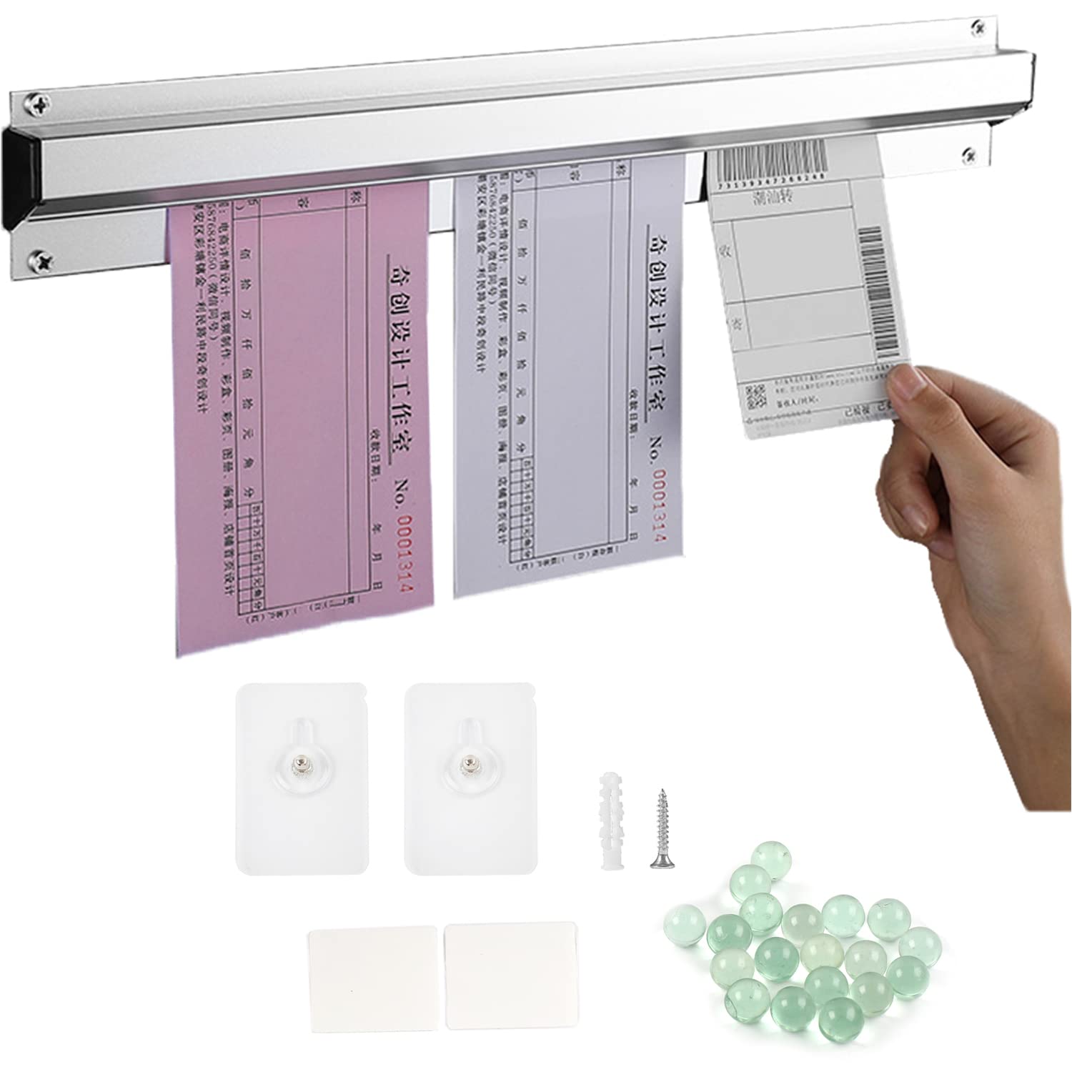 Restaurant Ticket Holder Strip, Aluminium Alloy, No Drilling, Multi-Slot, Ticket Stabber for Restaurant, Bedroom, Hotel, Commercial Kitchen, Bakery, Cafe Bar Use, Mobile Phone Rail for the Restaurant Ticket Holder Strip, Aluminium Alloy, No Drilling, Multi-Slot, Ticket Stabber for Restaurant, Bedroom, Hotel, Commercial Kitchen, Bakery, Cafe Bar Use, Mobile Phone Rail for the