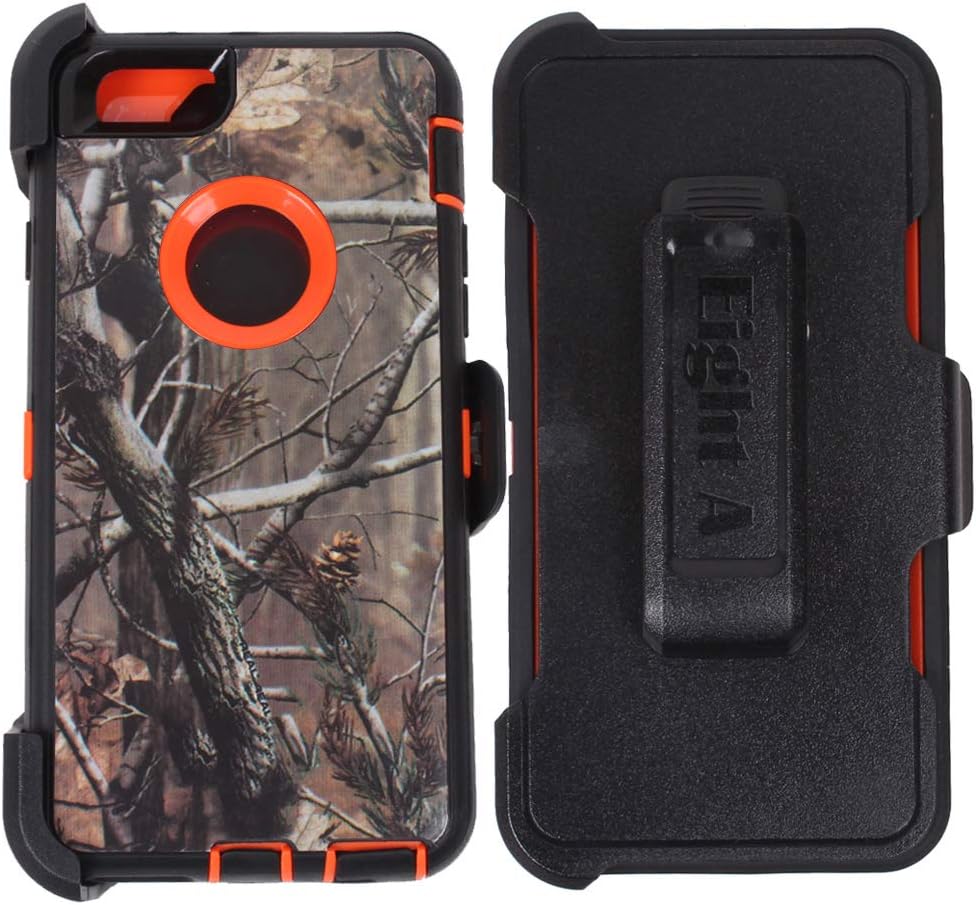 Apple iPhone 6S Case,Heavy Duty Defender Impact Rugged with Built-in Screen Protector Case Cover for iPhone 6S (Orange-Tree-Camo)