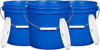 House Naturals 2 Gallon Blue Plastic Bucket Pail Food Grade with Lid- Made in USA ( Pack of 3) BPA Free