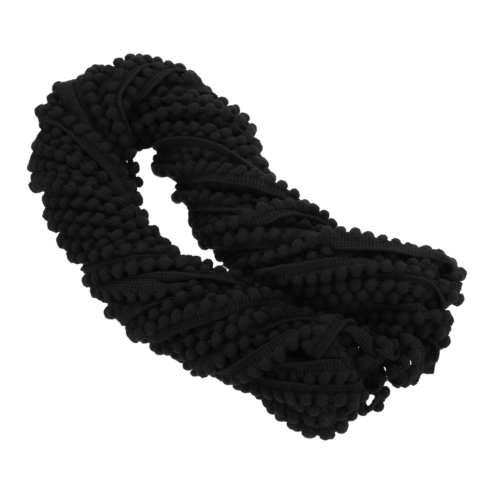 Cinta de flecos con pompones artesanales para decorar cortinas del hogar y cojines en color negro