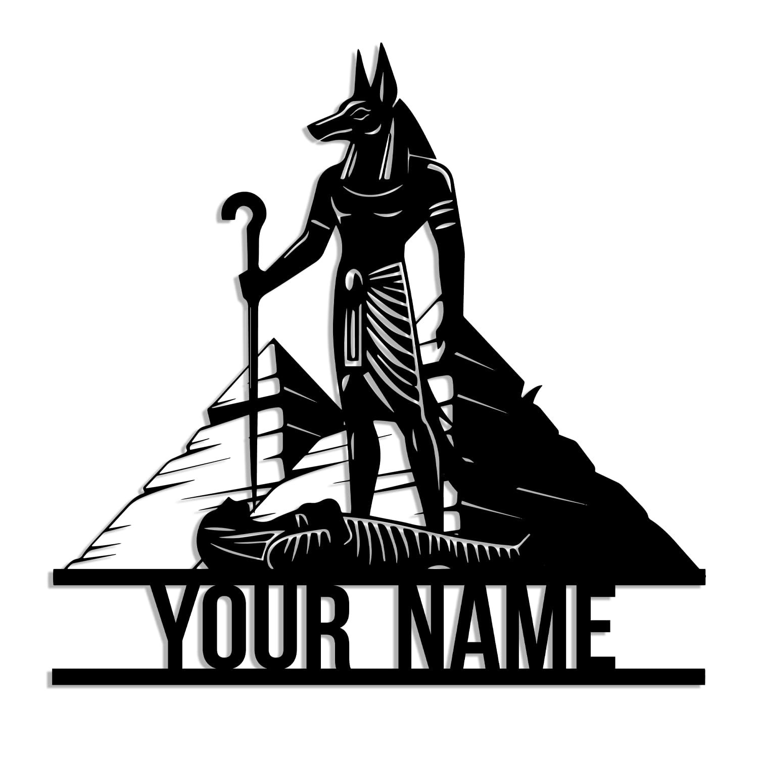 Senyer Style-3 Custom Anubis Metal Wall Art, Personalized Anubis Art Name Sign,Egyptian Lovers Unique Birthday Gift, Valentines Day Gift, Iconic Mythology Metal Art, Easy To Hang, Housewarming (Style-3)