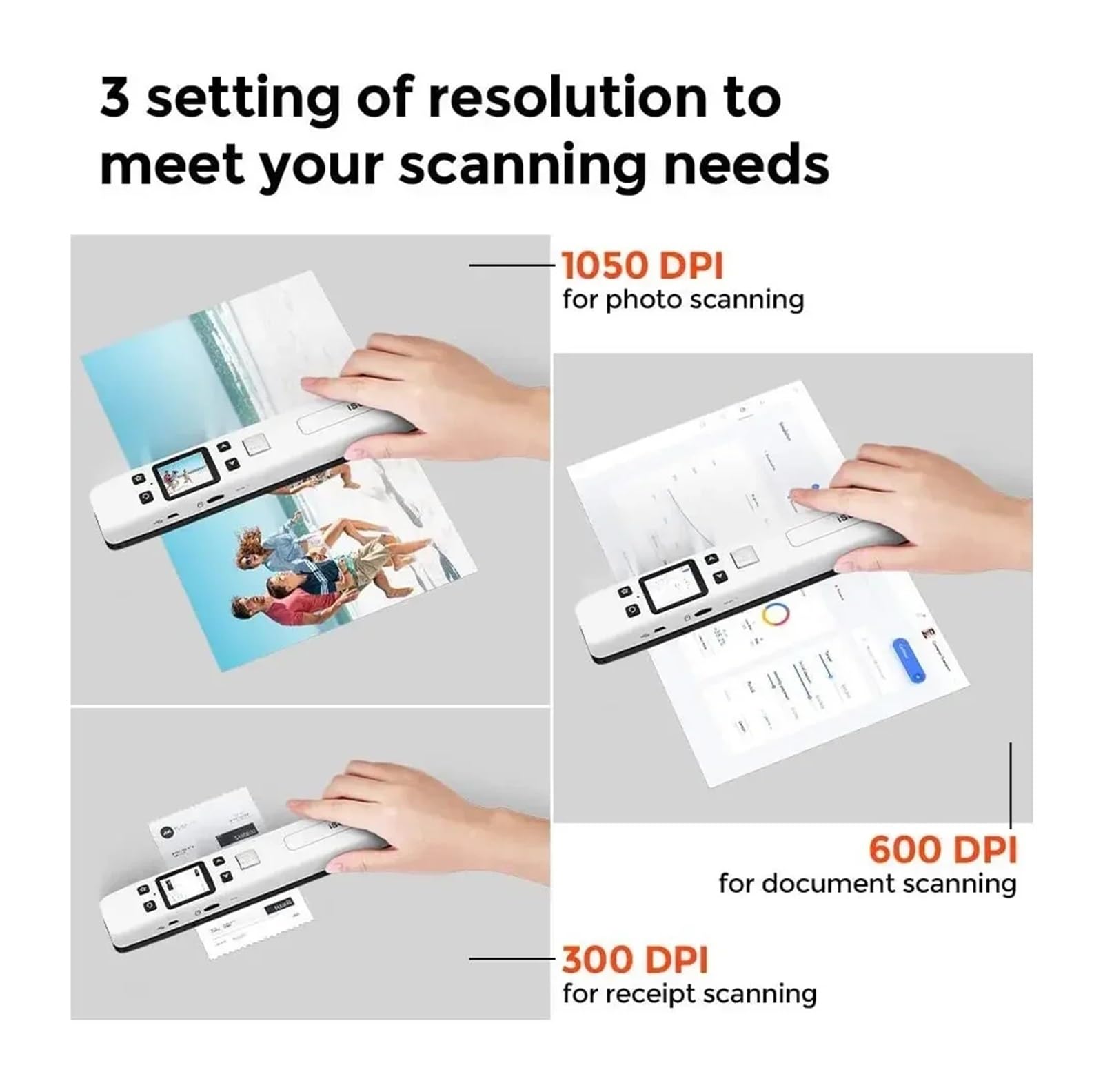 Scanner per documenti, Scanner piatto portatile HD 1050 DPI wireless WIFI for la scansione dei compiti di documenti