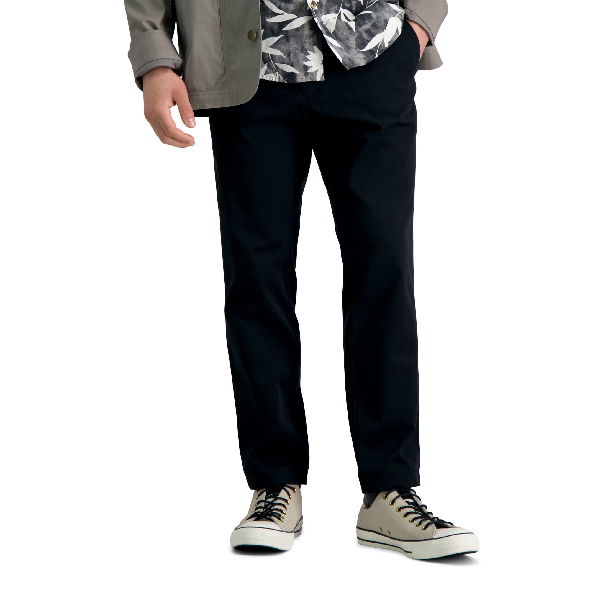 HaggarMen's Life Khaki Comfort Flat Front Slim Fit Chino Pant