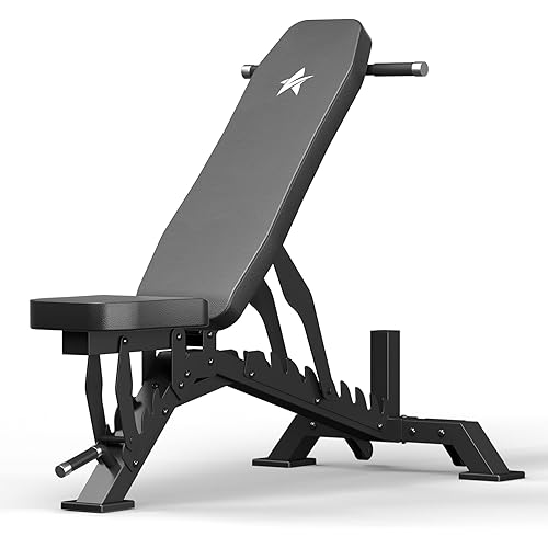 Weight Bench, Adjustable Workout Bench for Home Gym Full Body Workout, 1300LBS Weight Capacity Bench Press, Flat/Incline/Decline Bench with 33" Extra-Long Backrest & Wheels