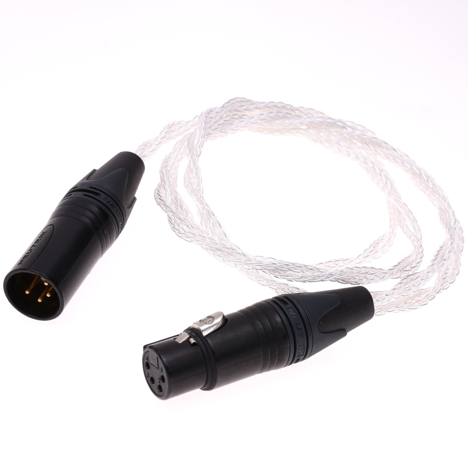 KTKTLCKX 16 Cores Silver Plated Cable 4-Pin XLR Male to Female Balanced Audio Headphone Extension Cable Adapter (2Meter)