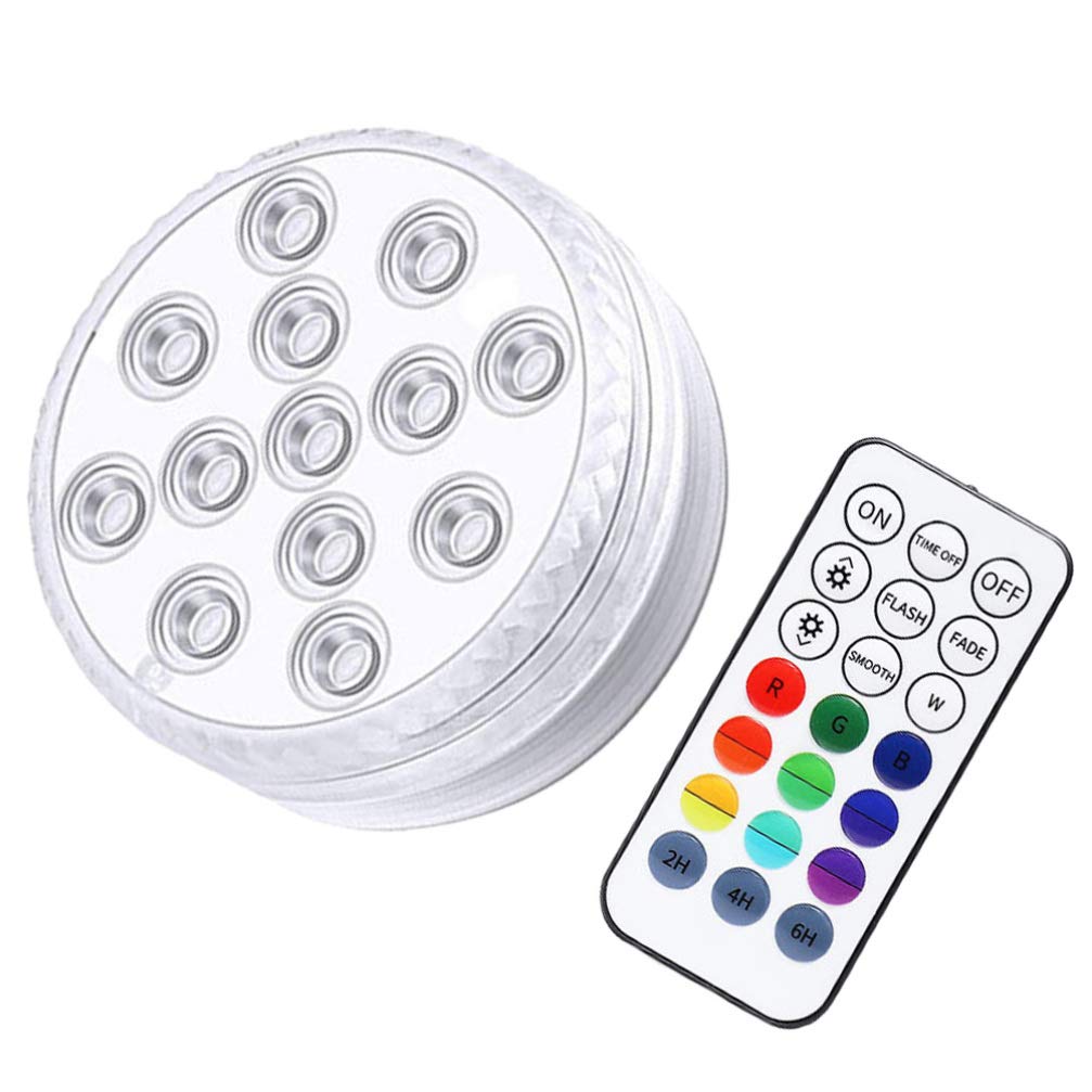 UPKOCH Waterproof Remote Control Colors Changing Submersible LED Tea Light Pool Lamp for Aquarium, Underwater Pond (White)