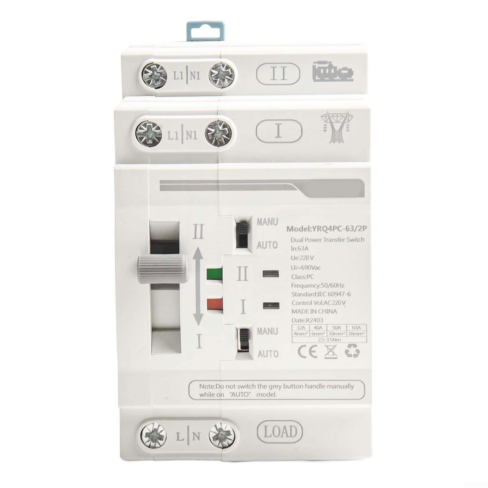 1PCS per ATS Dual Power Automatic Transfer Switch 3263A supporto di funzionamento stabile sotto frequenza 50/60Hz con tecnologia di commutazione di alimentazione sicura 220V (2P 63A)