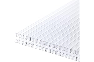 BPS 6Pcs 24''(W) x 48''(L) x 0.32'' Polycarbonate Greenhouse Panels: Durable and UV-Protected Gardening Essential